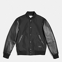 COACH F56276 Varsity Jacket In Mixed Materials BLACK/BLACK