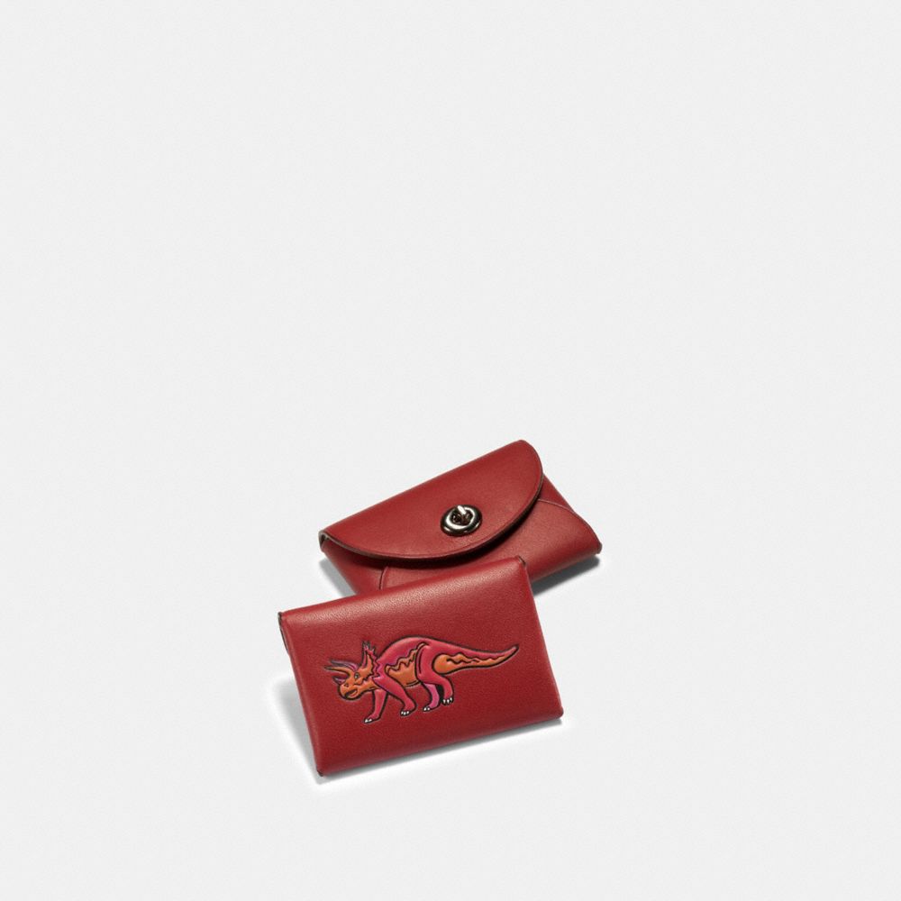 COACH F56408 CARD CASE WITH REXY SV/RED