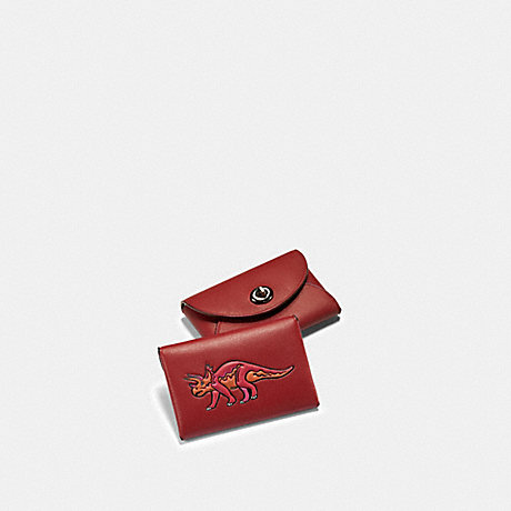 COACH CARD CASE WITH REXY - SV/RED - F56408
