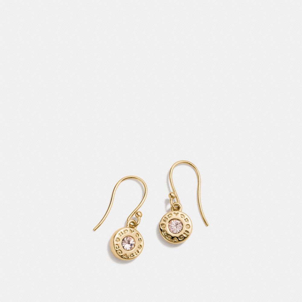 OPEN CIRCLE STONE EARRING ON WIRE - COACH f56417 - GOLD
