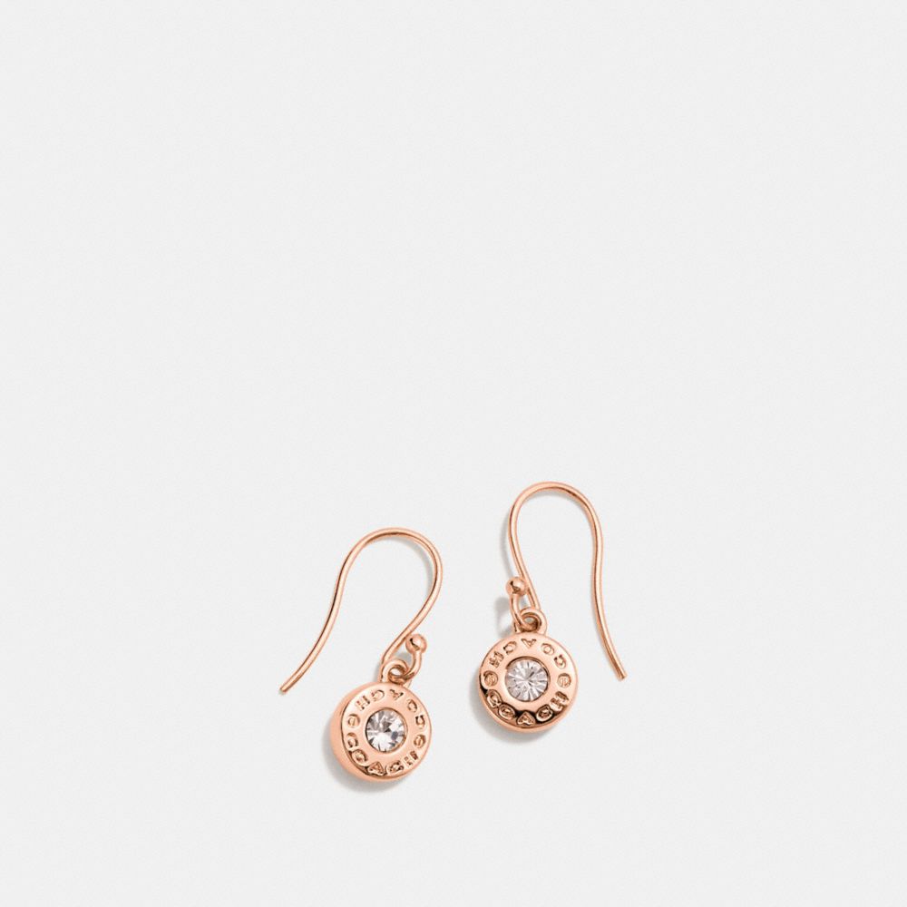 COACH OPEN CIRCLE STONE EARRING ON WIRE - ROSEGOLD - F56417