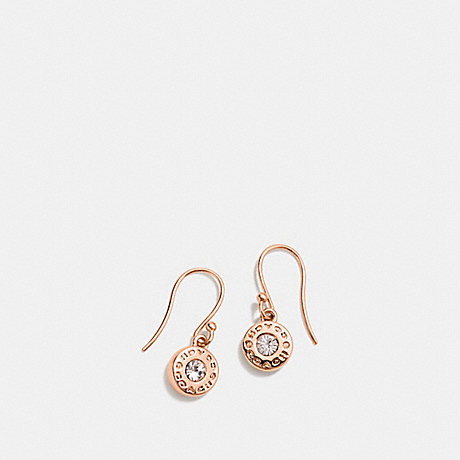 COACH F56417 OPEN CIRCLE STONE EARRING ON WIRE ROSEGOLD