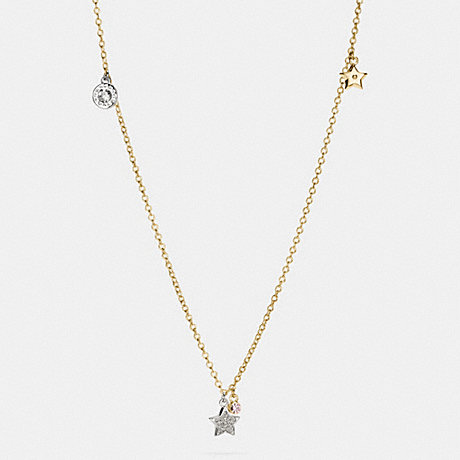 COACH F56421 LONG MULTI STAR CHARM NECKLACE GOLD/SILVER