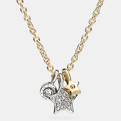 COACH F56422 STAR AND DISC MIX CHARM NECKLACE GOLD/SILVER