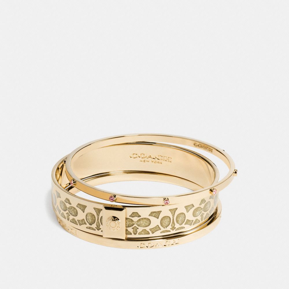 BOXED SIGNATURE BANGLE SET - f56439 - GOLD