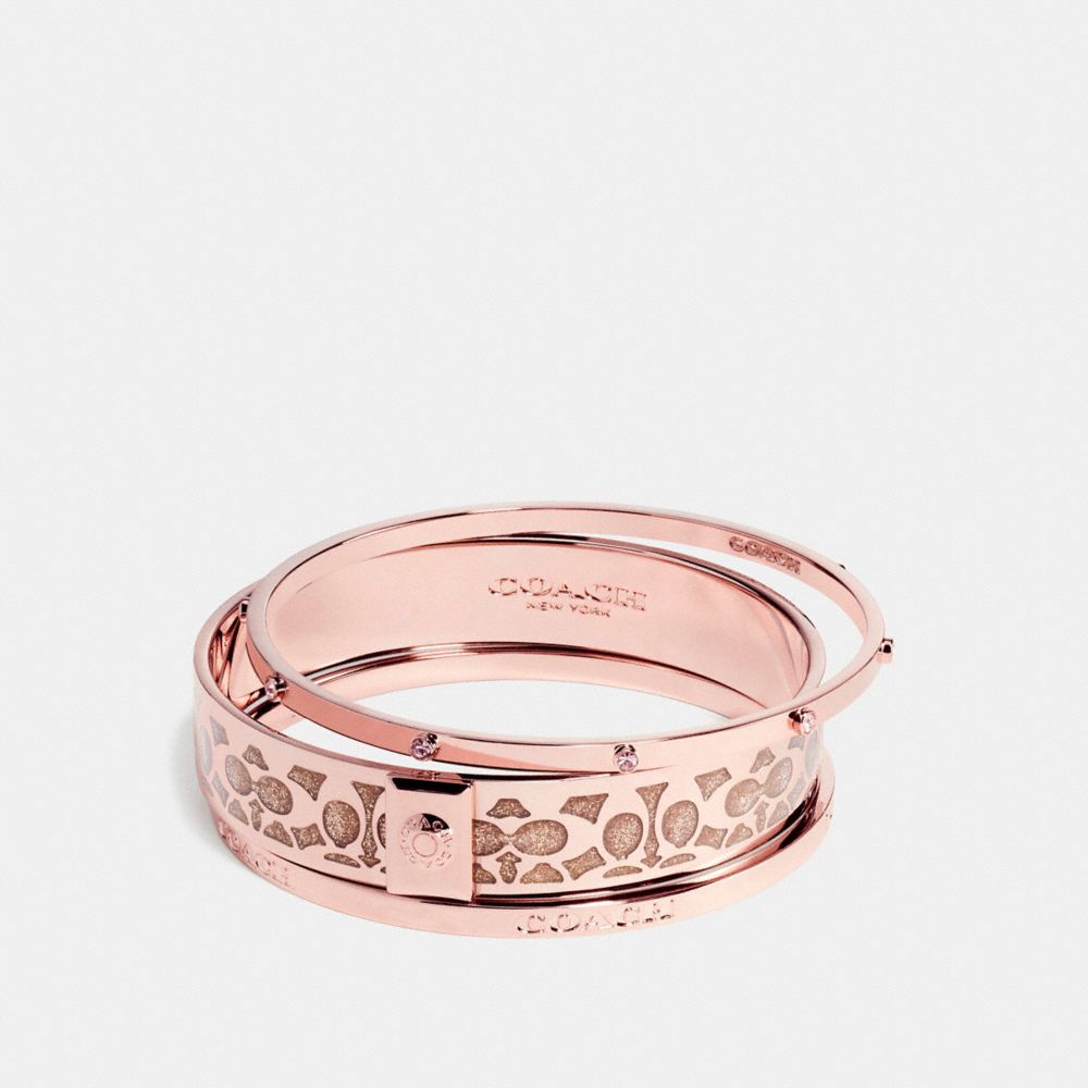 BOXED SIGNATURE BANGLE SET - ROSEGOLD - COACH F56439