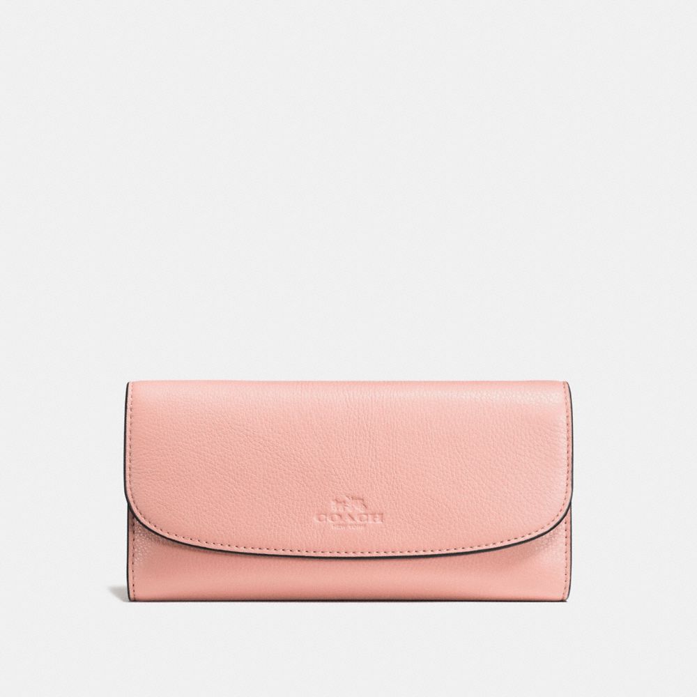 CHECKBOOK WALLET IN PEBBLE LEATHER - f56488 - SILVER/BLUSH