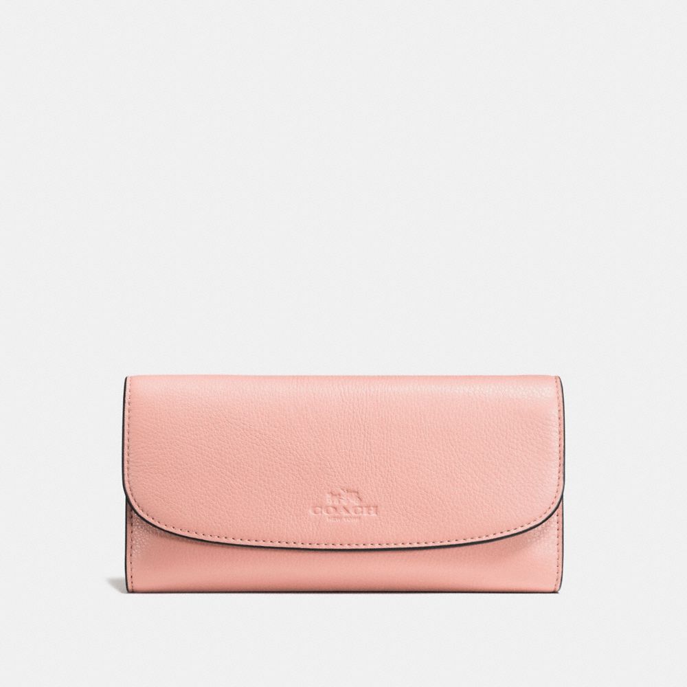 COACH f56488 CHECKBOOK WALLET IN PEBBLE LEATHER SILVER/BLUSH