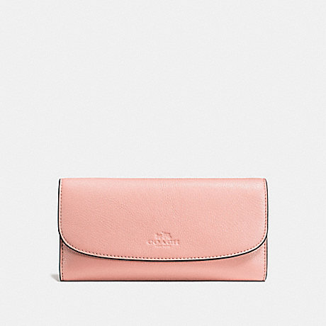 COACH CHECKBOOK WALLET IN PEBBLE LEATHER - SILVER/BLUSH - f56488