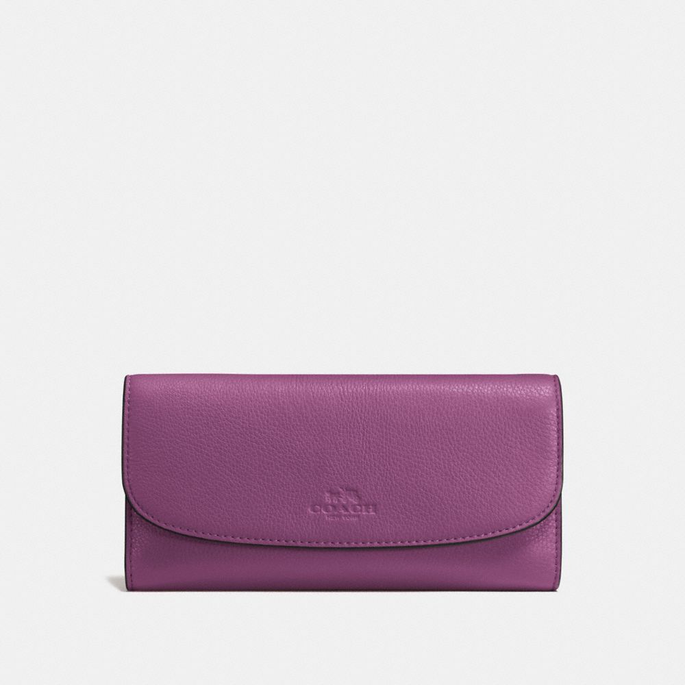 CHECKBOOK WALLET IN PEBBLE LEATHER - f56488 - SILVER/MAUVE