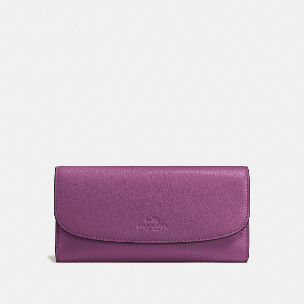 COACH F56488 Checkbook Wallet In Pebble Leather SILVER/MAUVE