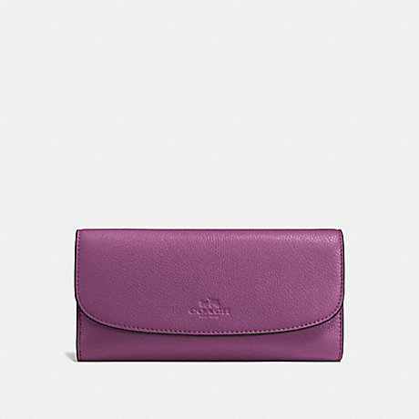 COACH F56488 CHECKBOOK WALLET IN PEBBLE LEATHER SILVER/MAUVE