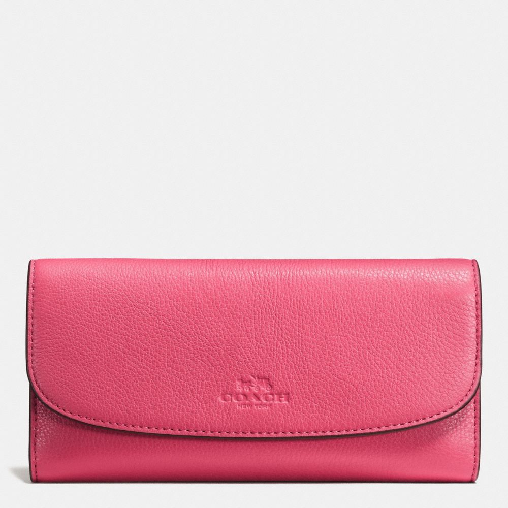 CHECKBOOK WALLET IN PEBBLE LEATHER - f56488 - SILVER/STRAWBERRY