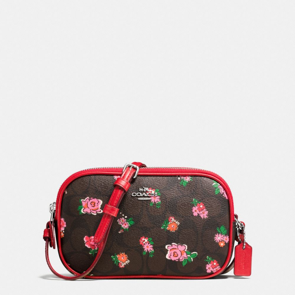 CROSSBODY POUCH IN FLORAL LOGO PRINT - SILVER/BROWN RED MULTI - COACH F56503