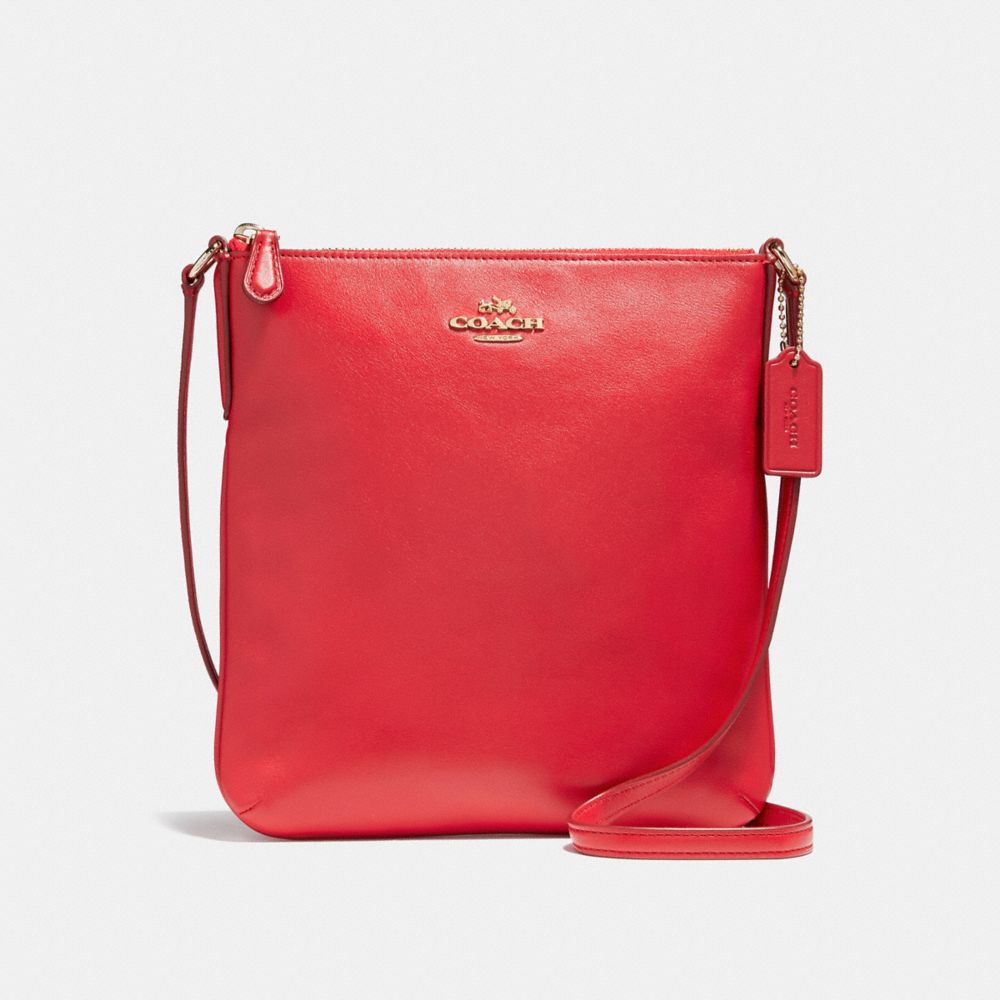 NORTH/SOUTH CROSSBODY IN SMOOTH LEATHER - COACH f56516 - LIGHT  GOLD/TRUE RED