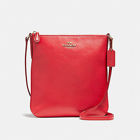 COACH f56516 NORTH/SOUTH CROSSBODY IN SMOOTH LEATHER LIGHT GOLD/TRUE RED