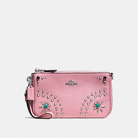 COACH NOLITA WRISTLET 19 IN GLOVETANNED LEATHER WITH WESTERN RIVETS - SILVER/PINK - f56524