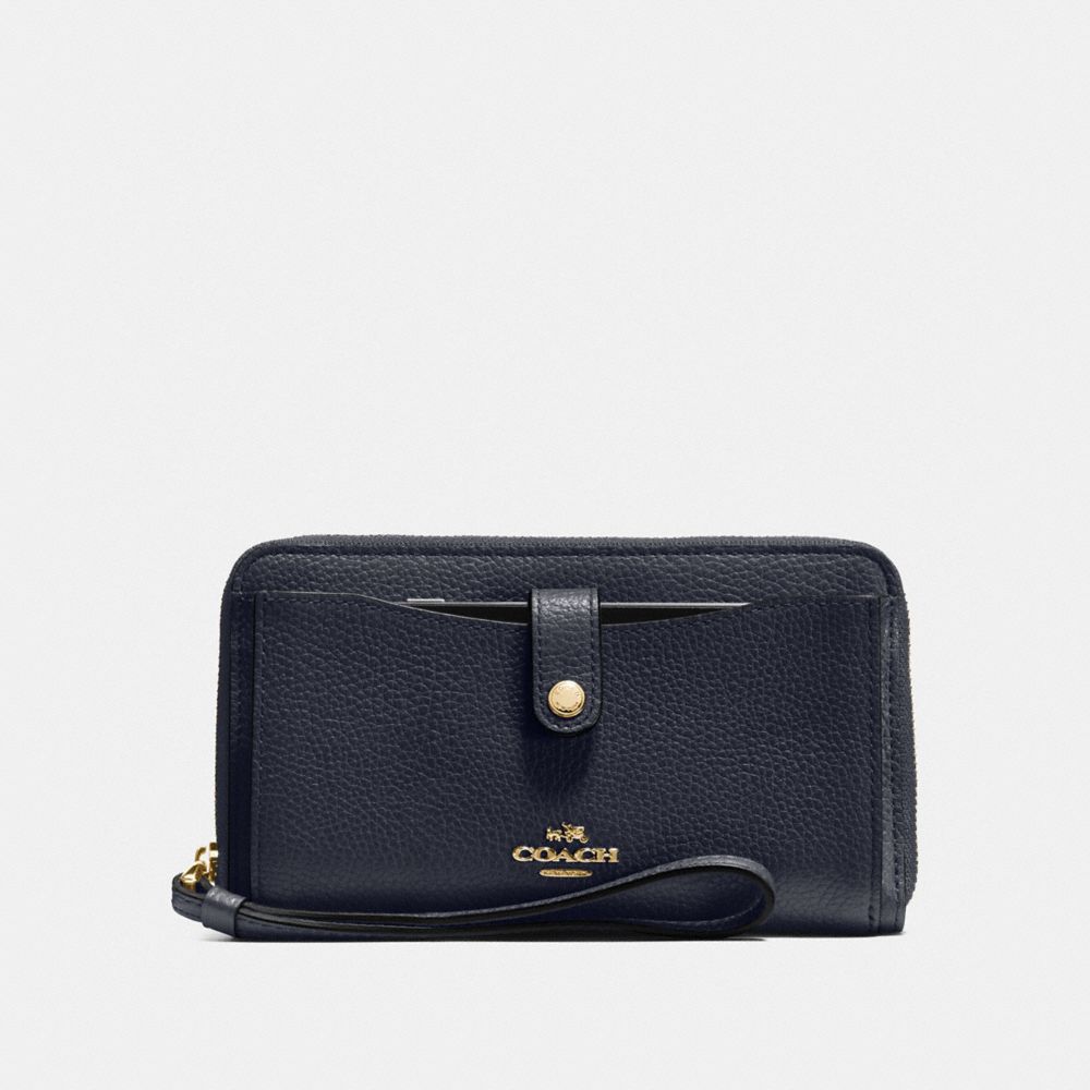 PHONE WALLET - COACH f56528 - NAVY/LIGHT GOLD