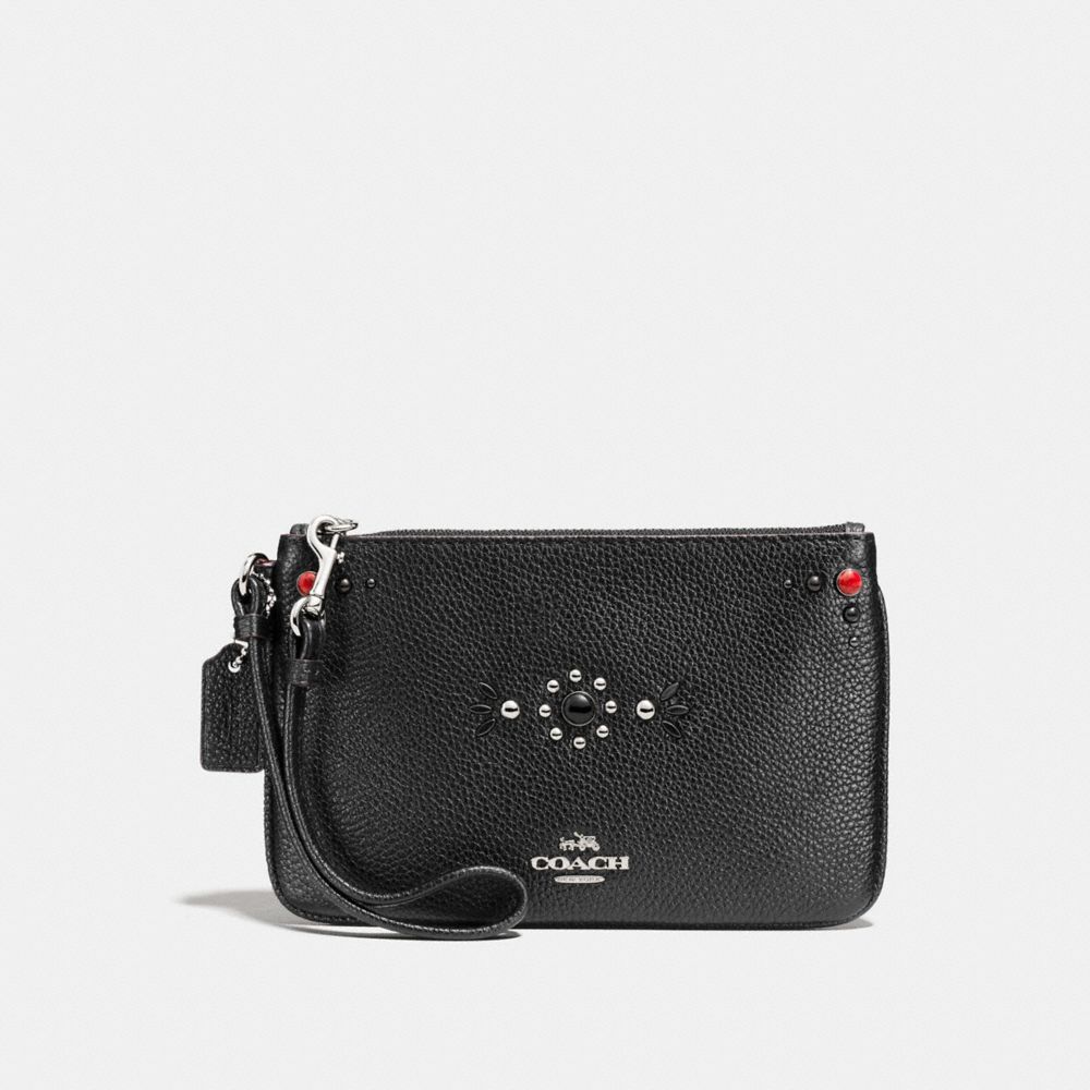 COACH SMALL WRISTLET WITH WESTERN RIVETS - SILVER/BLACK - F56530