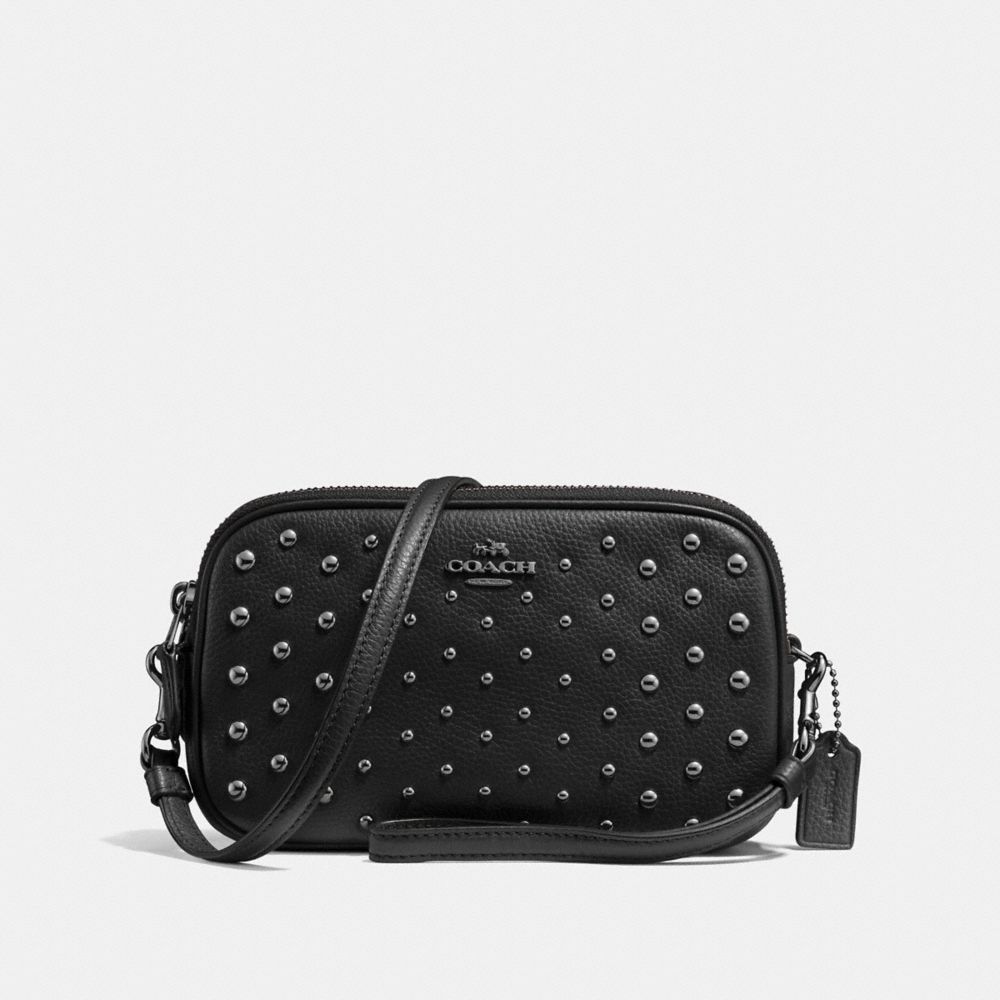 SADIE CROSSBODY CLUTCH WITH OMBRE RIVETS - F56533 - DK/BLACK