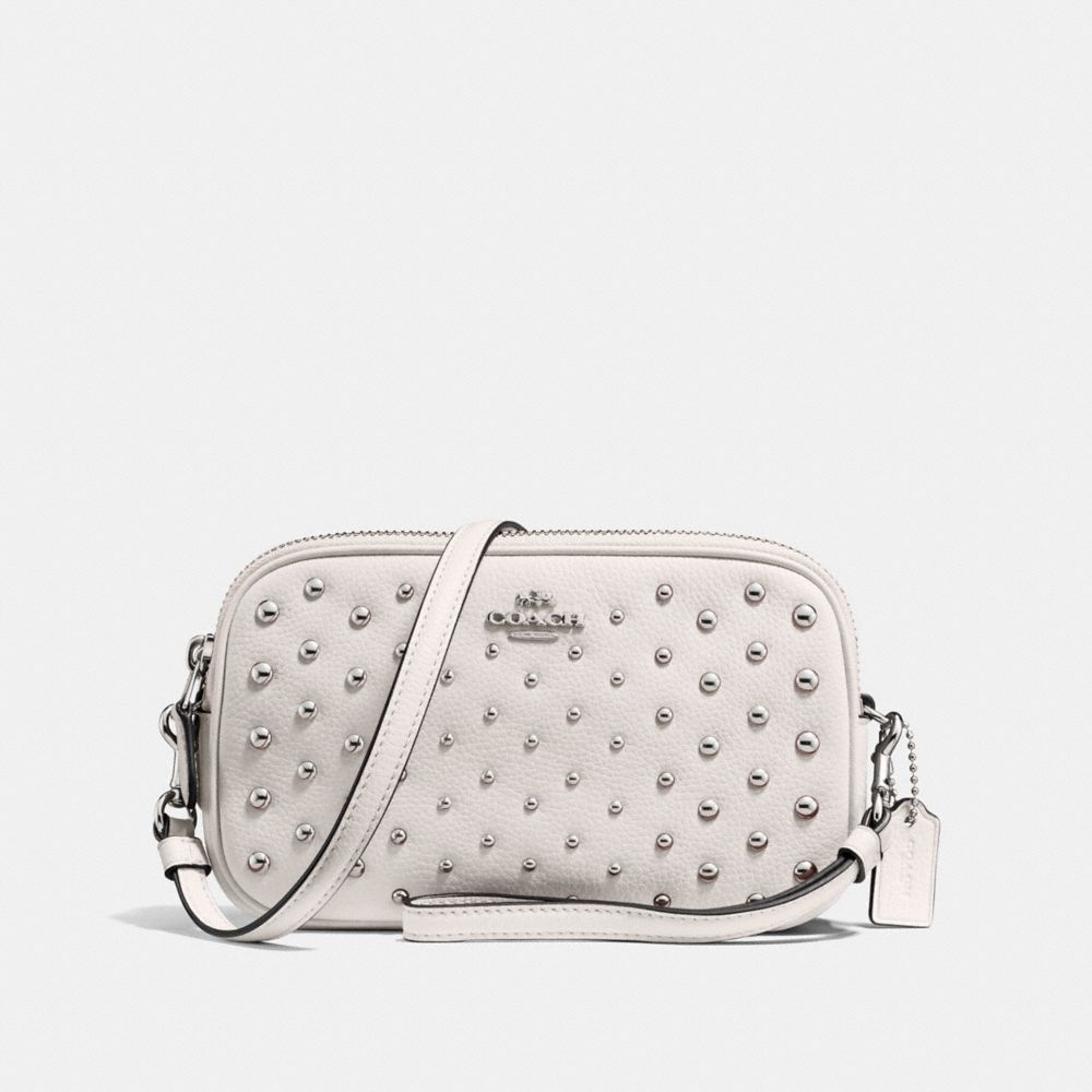 COACH F56533 Sadie Crossbody Clutch With Ombre Rivets SV/CHALK