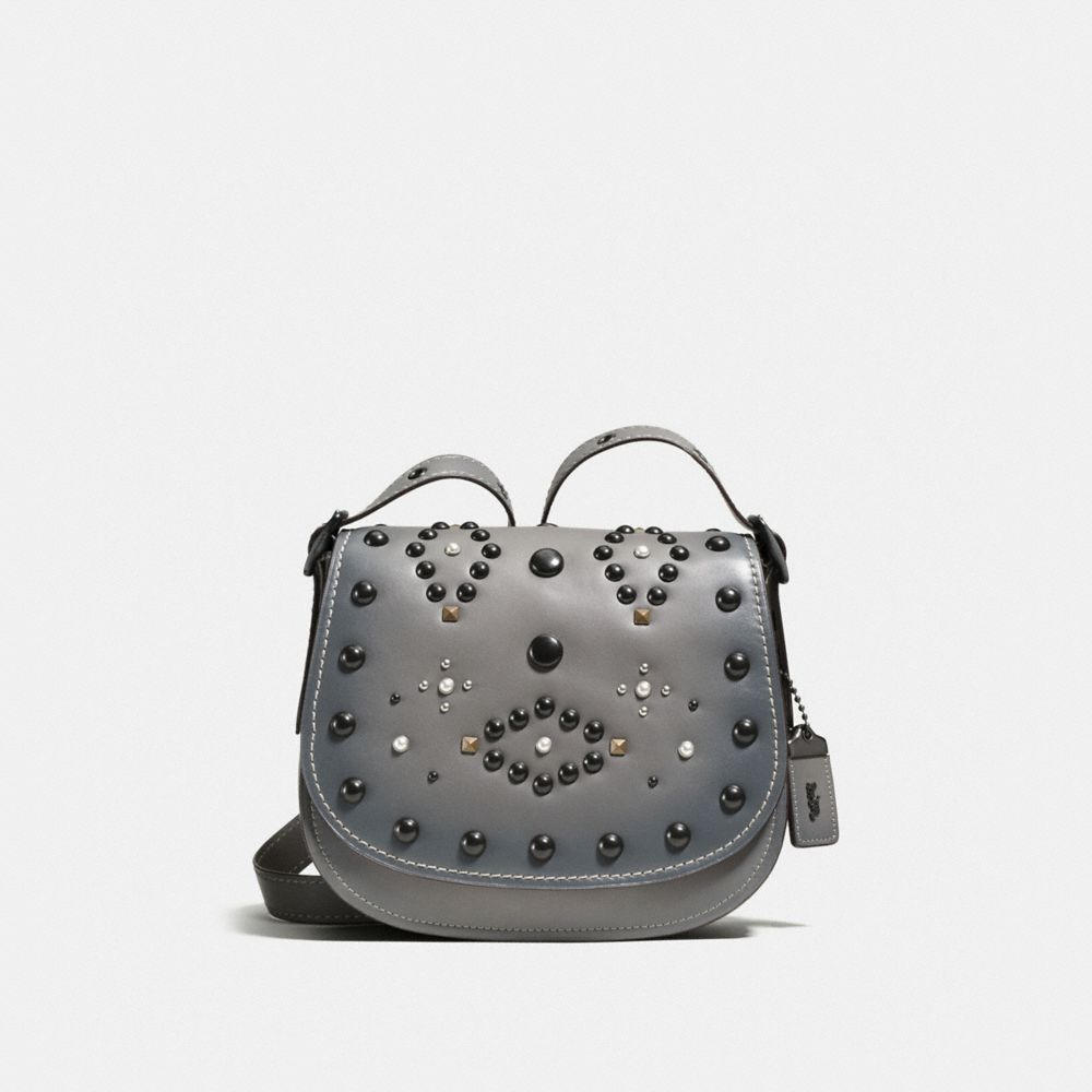 COACH F56620 Saddle 23 With Western Rivets HEATHER GREY/BLACK COPPER