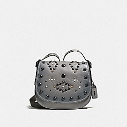 SADDLE 23 WITH WESTERN RIVETS - COACH f56620 - Heather Grey/Black Copper