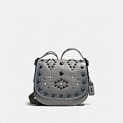 COACH F56620 Saddle 23 With Western Rivets HEATHER GREY/BLACK COPPER