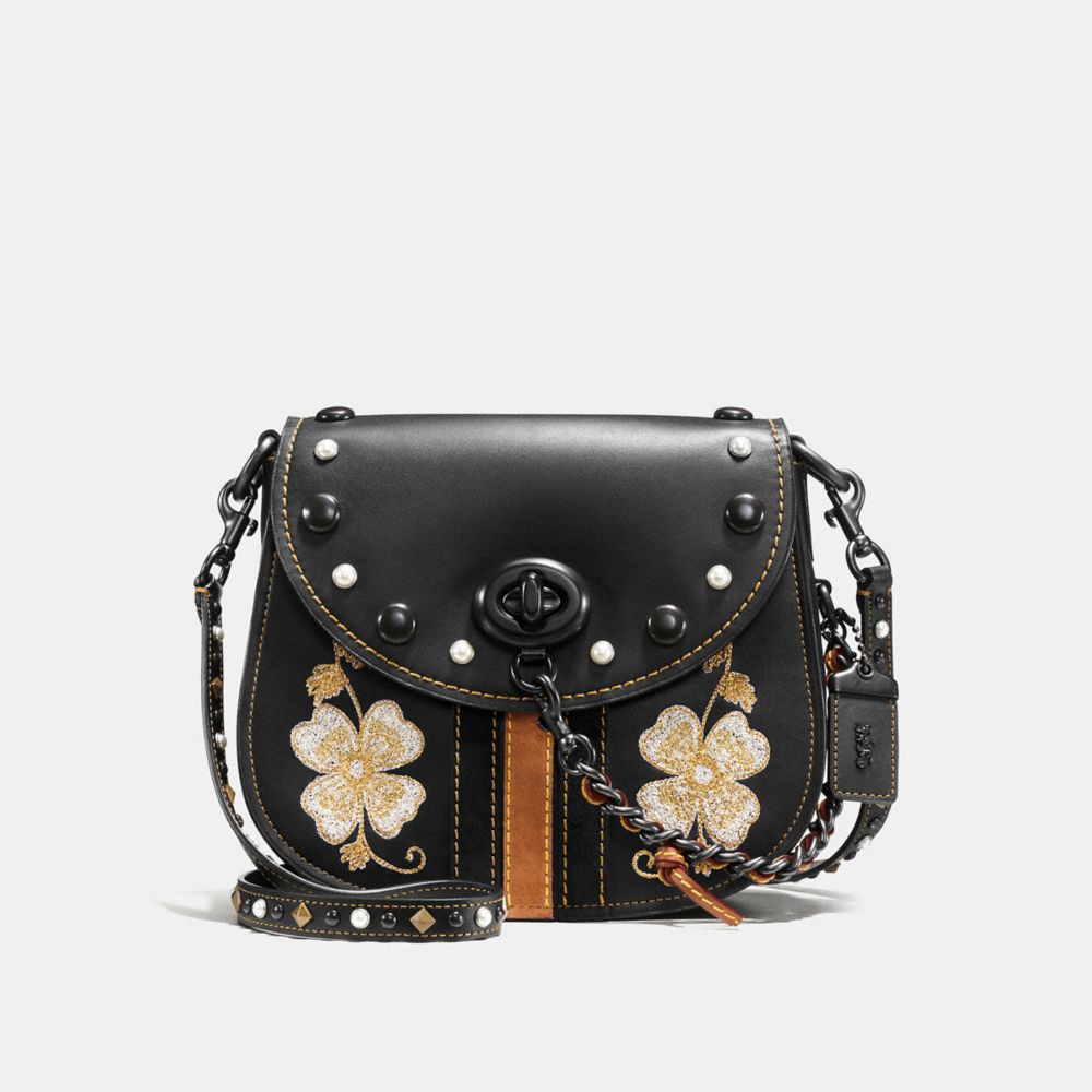 COACH F56643 Turnlock Saddle 23 With Western Embroidery BLACK/BLACK COPPER
