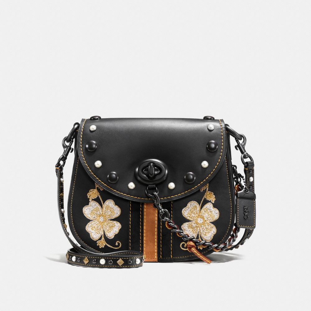 COACH TURNLOCK SADDLE 23 WITH WESTERN EMBROIDERY - BLACK/BLACK COPPER - f56643