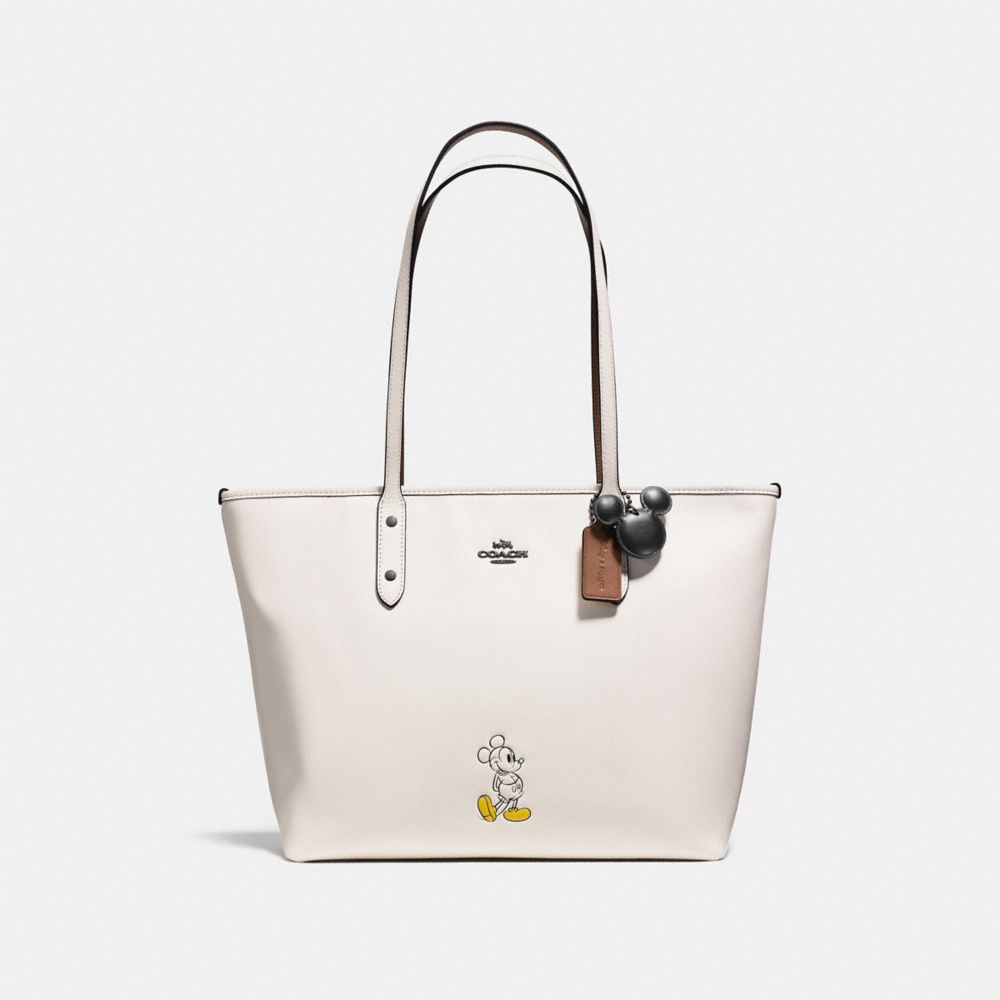 COACH F56645 - MICKEY CITY TOTE IN CALF LEATHER DARK GUNMETAL/CHALK