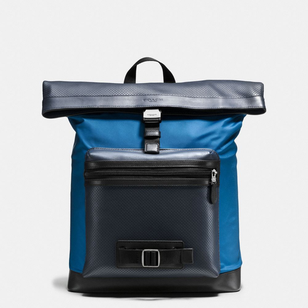 TERRAIN EXPLORER PACK IN PERFORATED MIXED MATERIALS - MIDNIGHT NAVY/DENIM - COACH F56662
