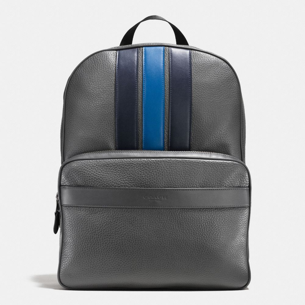 COACH f56667 BOND BACKPACK IN PEBBLE LEATHER GRAPHITE/MIDNIGHT NAVY/DENIM