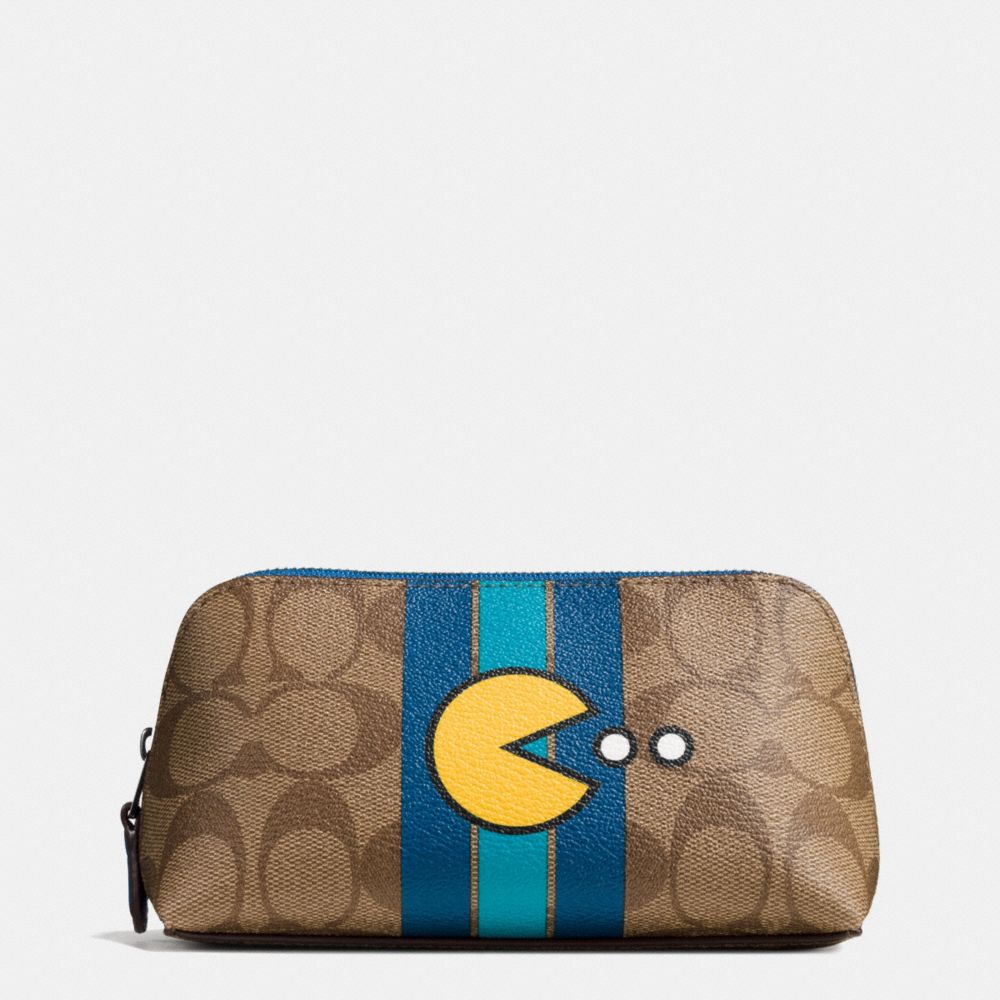 PAC MAN COSMETIC CASE 17 IN SIGNATURE - f56714 - BLACK ANTIQUE/KHAKI DENIM