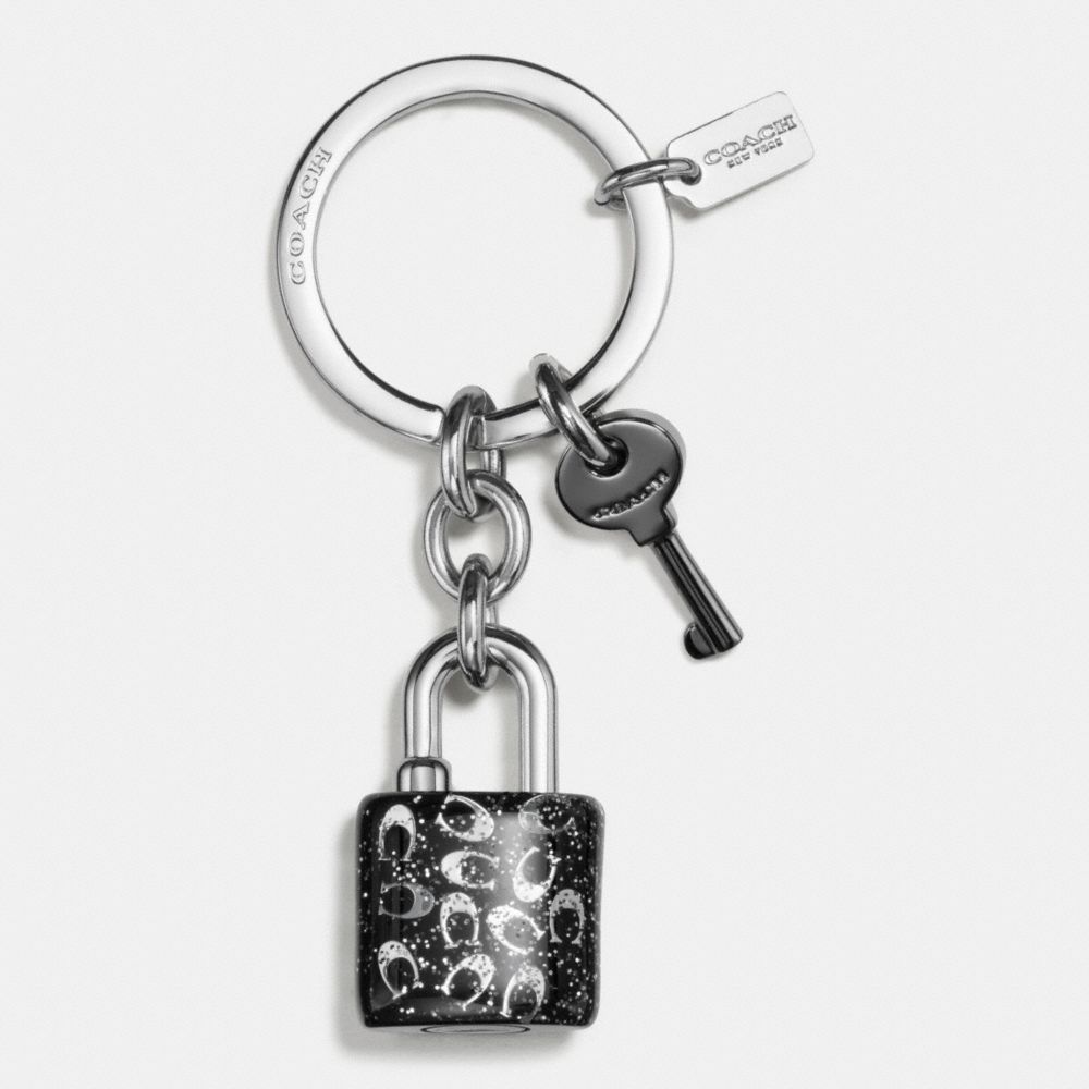 COACH F56740 - GLITTER RESIN LOCK AND KEY KEY RING SILVER/GUNMETAL