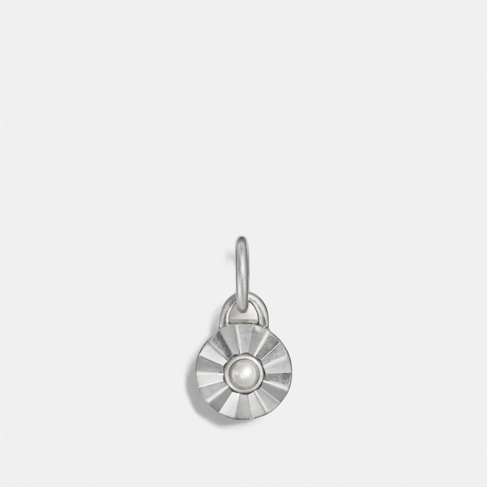 COACH F56791 Daisy Rivet Birthstone Charm PEARL/SILVER