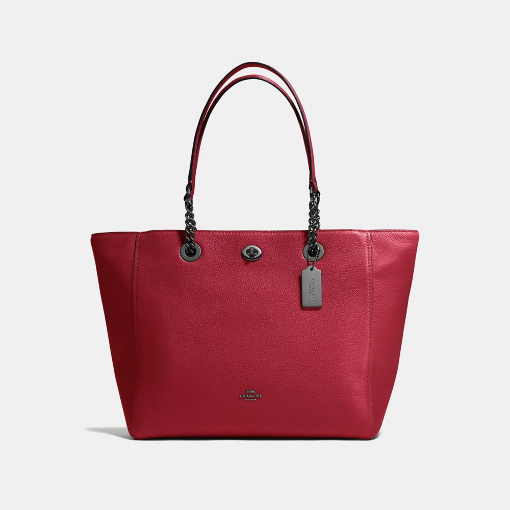 COACH f56830 TURNLOCK CHAIN TOTE Cherry/Dark Gunmetal