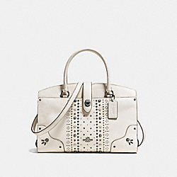 COACH MERCER SATCHEL 30 WITH BANDANA RIVETS - CHALK/DARK GUNMETAL - F56832