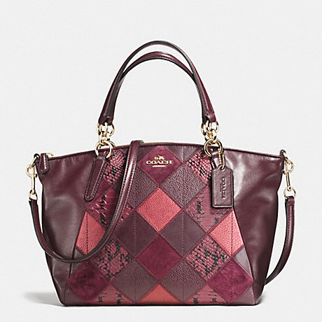 COACH F56848 SMALL KELSEY SATCHEL IN METALLIC PATCHWORK LEATHER IMITATION-GOLD/METALLIC-CHERRY