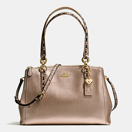 COACH f56853 SMALL CHRISTIE CARRYALL IN METALLIC LEATHER WITH EXOTIC TRIM IMITATION GOLD/PLATINUM