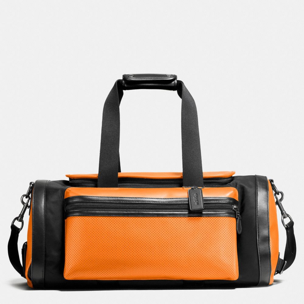 COACH f56875 TERRAIN GYM BAG IN PERFORATED MIXED MATERIALS ORANGE/GRAPHITE