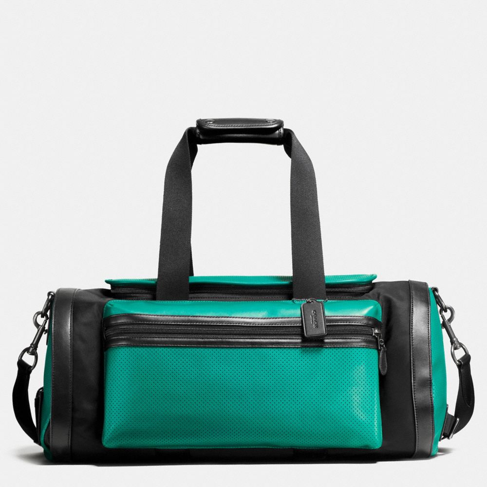 TERRAIN GYM BAG IN PERFORATED MIXED MATERIALS - SEAGREEN/BLACK - COACH F56875