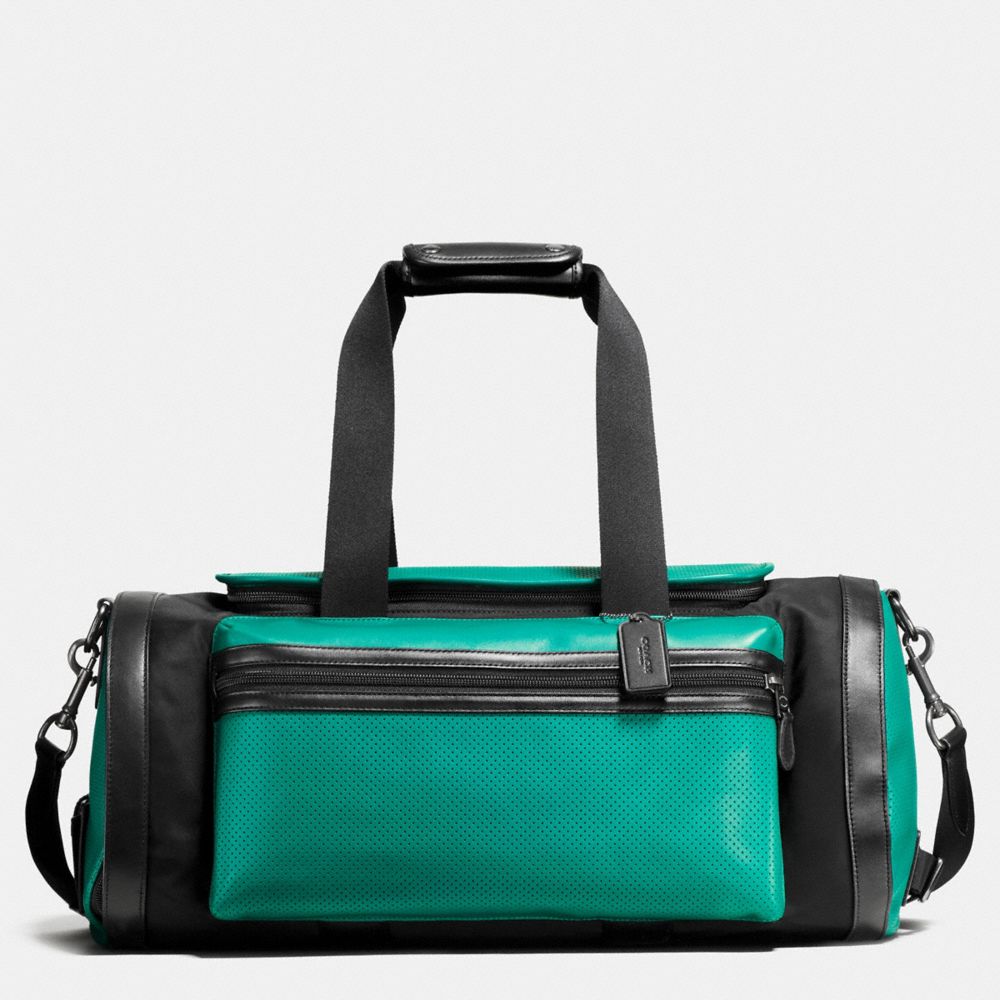 COACH TERRAIN GYM BAG IN PERFORATED MIXED MATERIALS - SEAGREEN/BLACK - F56875