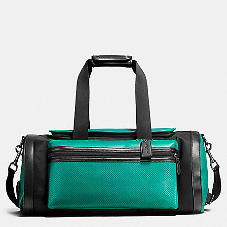 COACH TERRAIN GYM BAG IN PERFORATED MIXED MATERIALS - SEAGREEN/BLACK - f56875