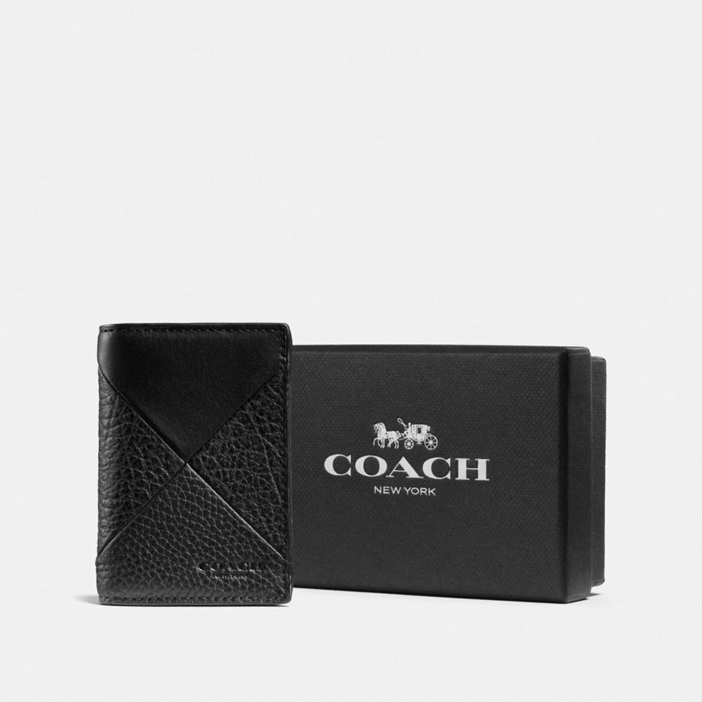 COACH F56882 BOXED BIFOLD CARD CASE WITH PATCHWORK BLACK