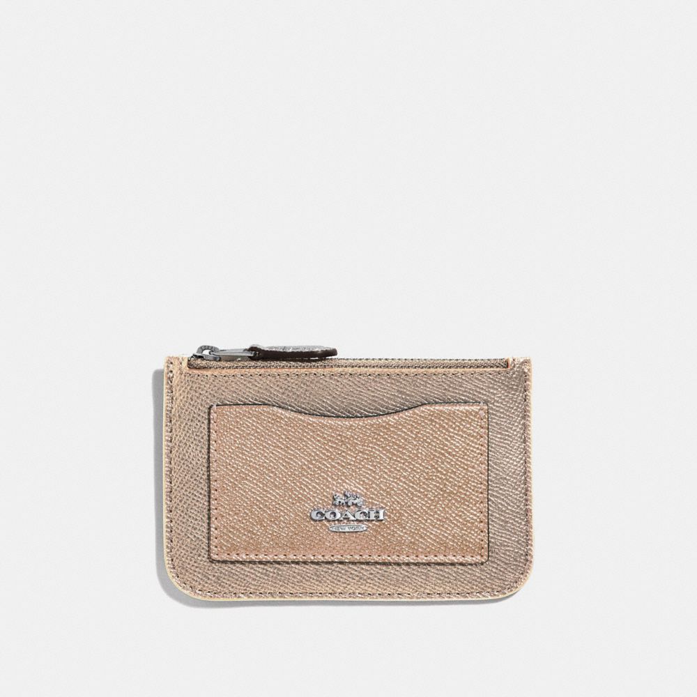 COACH ZIP TOP CARD CASE IN COLORBLOCK - CHALK MULTI/SILVER - F57091