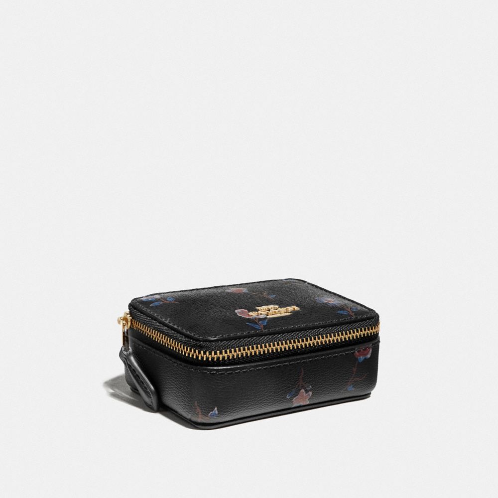 COACH F57094 TRIPLE PILL BOX WITH VINTAGE PRAIRIE PRINT BLACK/MULTI/IMITATION GOLD