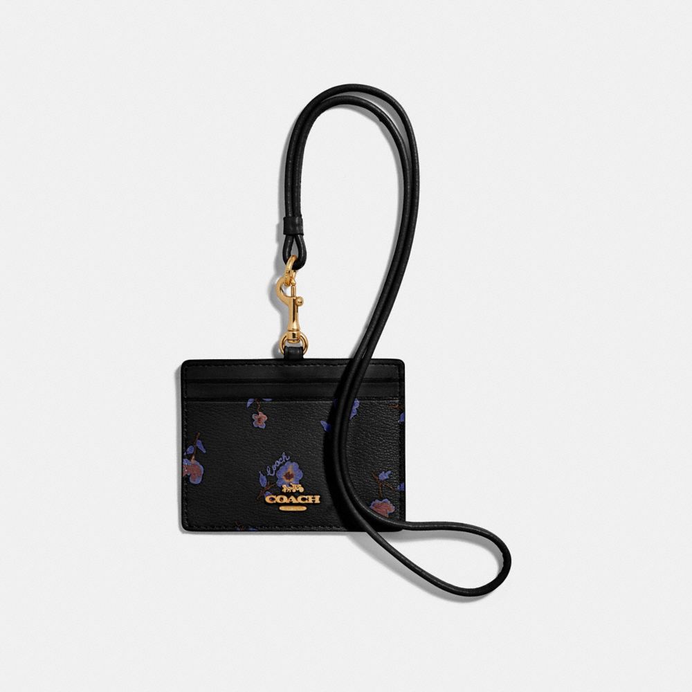 COACH F57095 ID LANYARD WITH VINTAGE PRAIRIE PRINT BLACK/MULTI/IMITATION GOLD