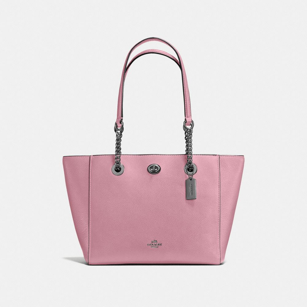 COACH F57107 Turnlock Chain Tote 27 DUSTY ROSE/DARK GUNMETAL