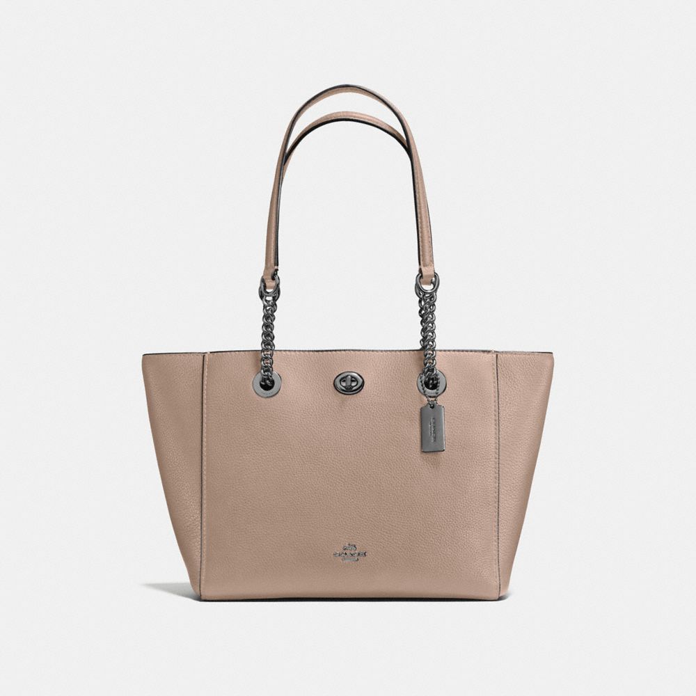 COACH F57107 TURNLOCK CHAIN TOTE 27 DK/STONE